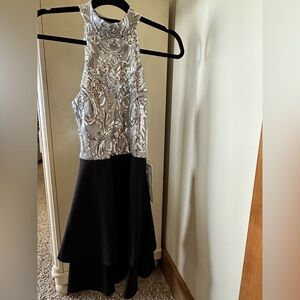 Elegant Silver and Black Gown